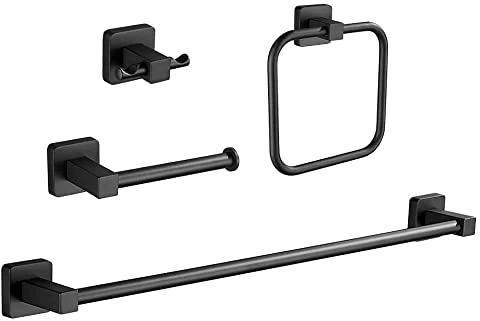 Zinc Hardware 4 PCS Set Matte Black Sanitary Fittings and Bathroom Accessories